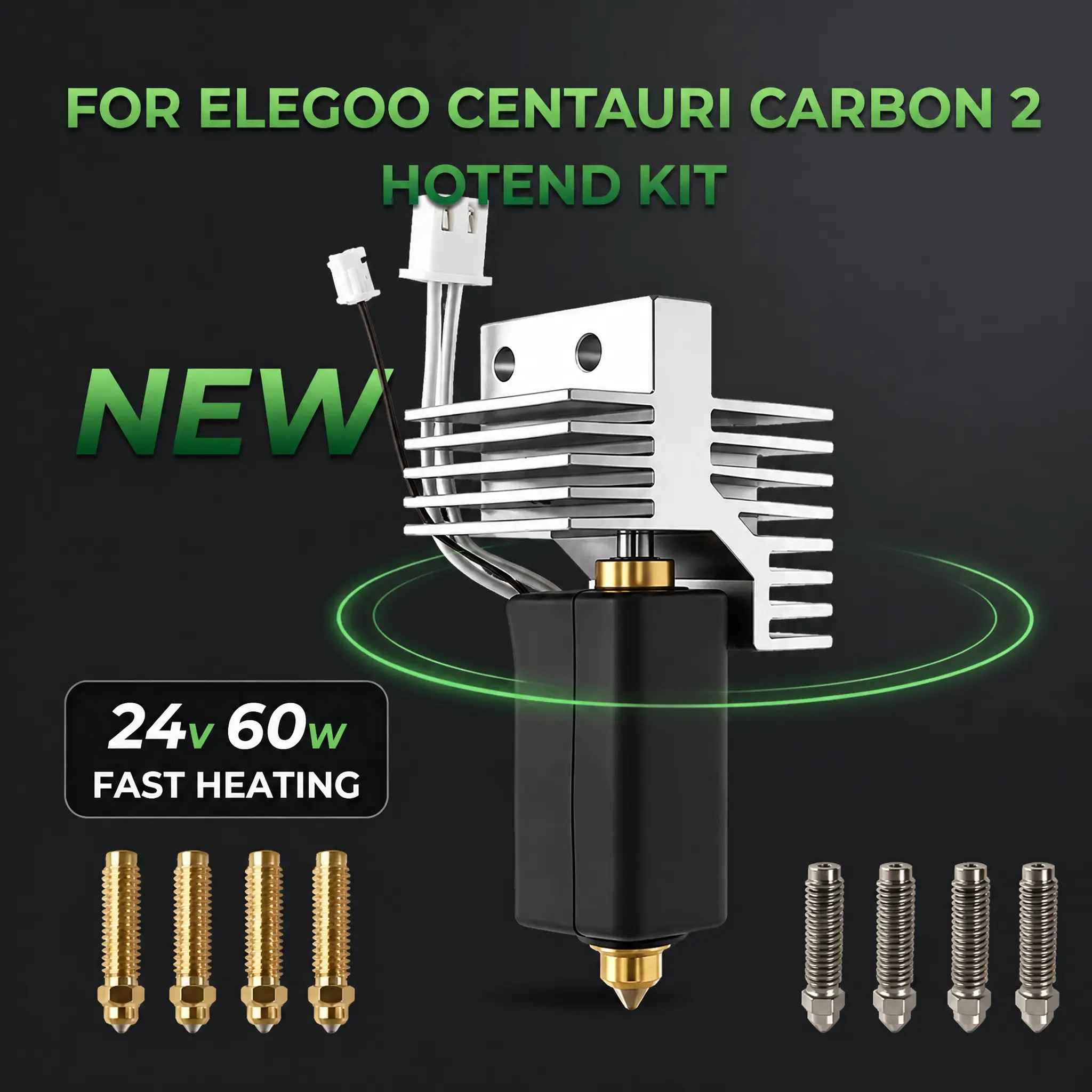 Upgrade keramische hotend voor Elegoo Centauri Carbon 2 hotend kit, hotend van gehard staal, printkop, nozzle, 3D-printer onderdelen