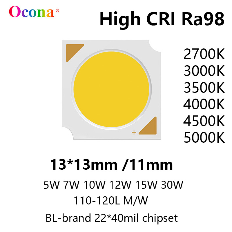 High CRI Ra98 COB LED Chip Array 020 SDCM3 13*13mm 3W 5W 10W 15W 18W 30W Warmweiß Chips Lampe SpotLight Downlight Zubehör