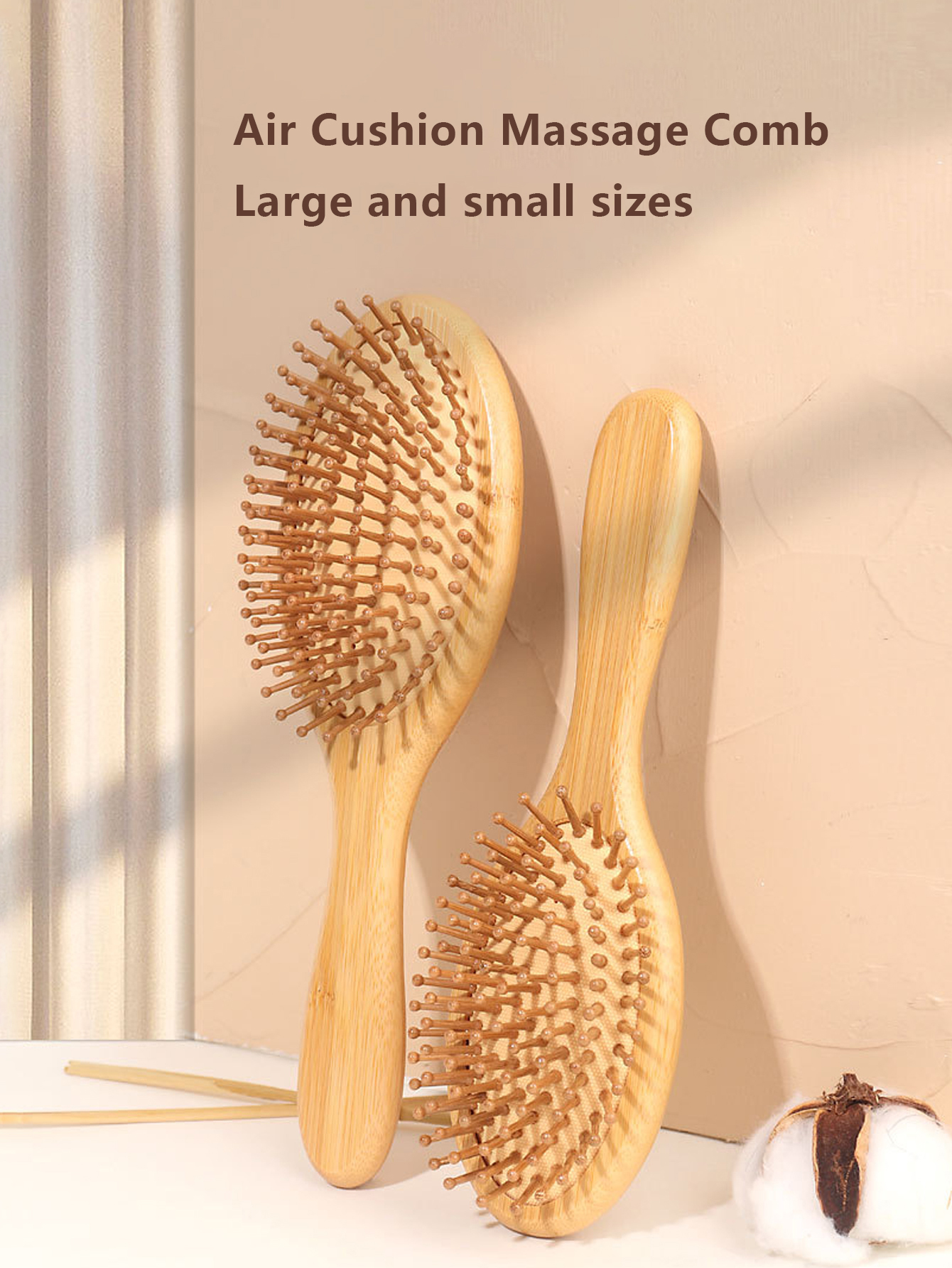 1pc pente de cabelo de madeira natural perda de cabelo couro cabeludo massagem escova de cabelo cuidados com o cabelo saudável bambu especial para perucas de cabelo real pente