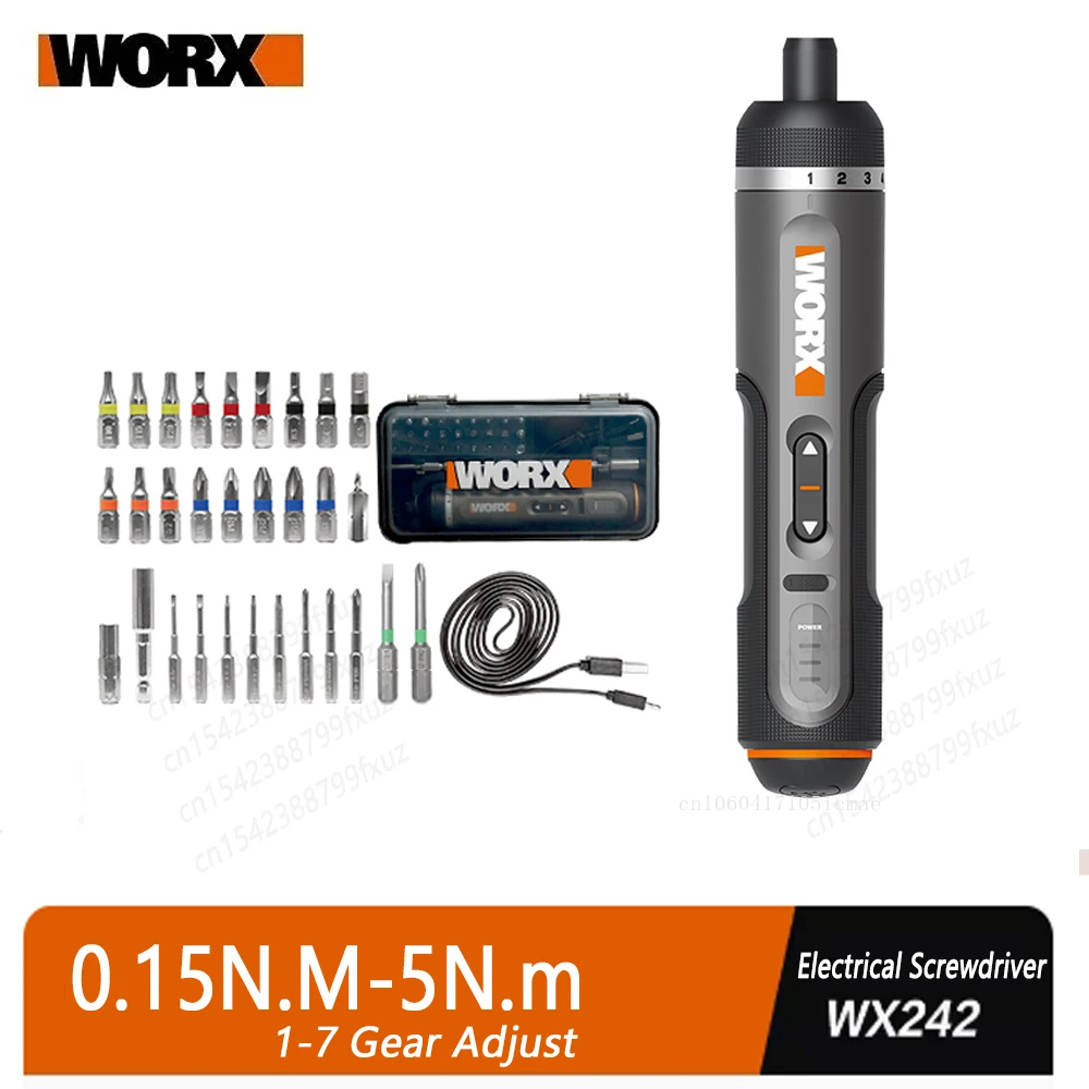 WORX WX242 4V zestaw wkrętaków elektrycznych inteligentne bezprzewodowe wkrętaki elektryczne USB akumulator 30 zestaw bitów Mini wiertarka elektronarzędzie