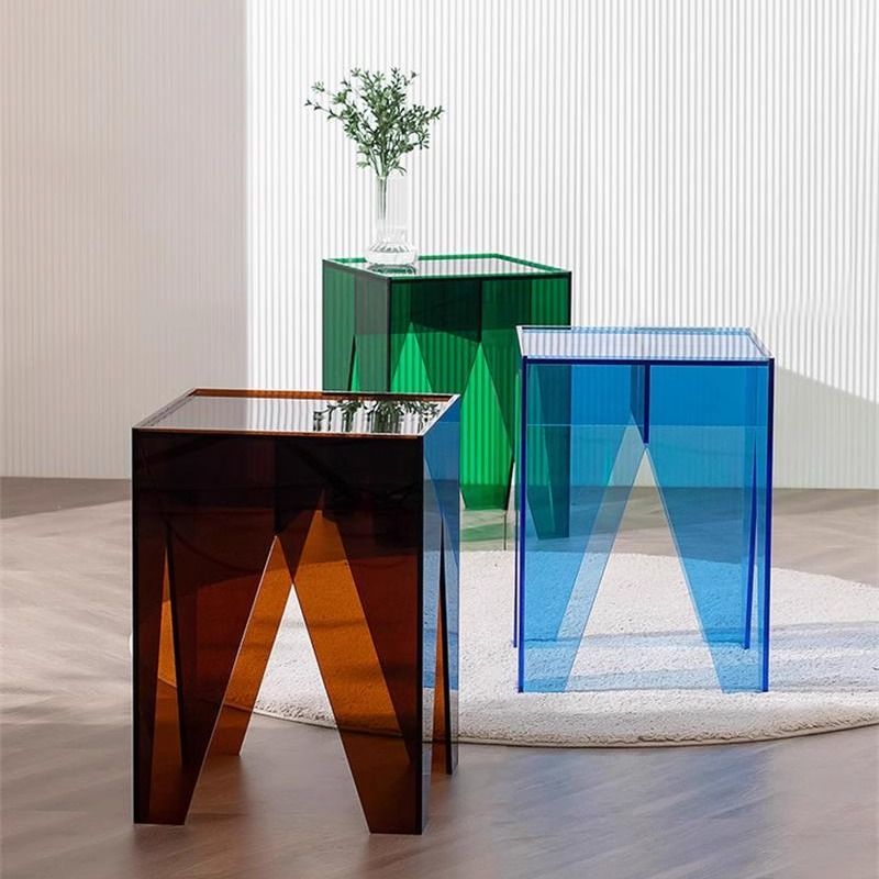 Ins-Style Beistelltisch, Beweglicher Kleiner Hocker, Quadratischer Kreativer Acryl-Nachttisch, Wohnzimmer-Stil Kleiner Tisch