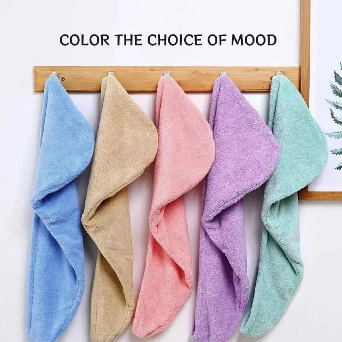 Toalha de cabelo de lã coral ultra absorvente com fecho de botão – Tampas de secagem rápida, macias e elegantes para mulheres