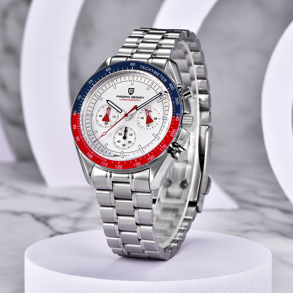 Nowy zegarek męski PAGANI DESIGN V6 Moon z 2026 roku, kwarcowy chronograf, luksusowy zegarek męski z szafirowym szkłem AR, ceramicznym bezelem i luminescencyjnymi wskazówkami.