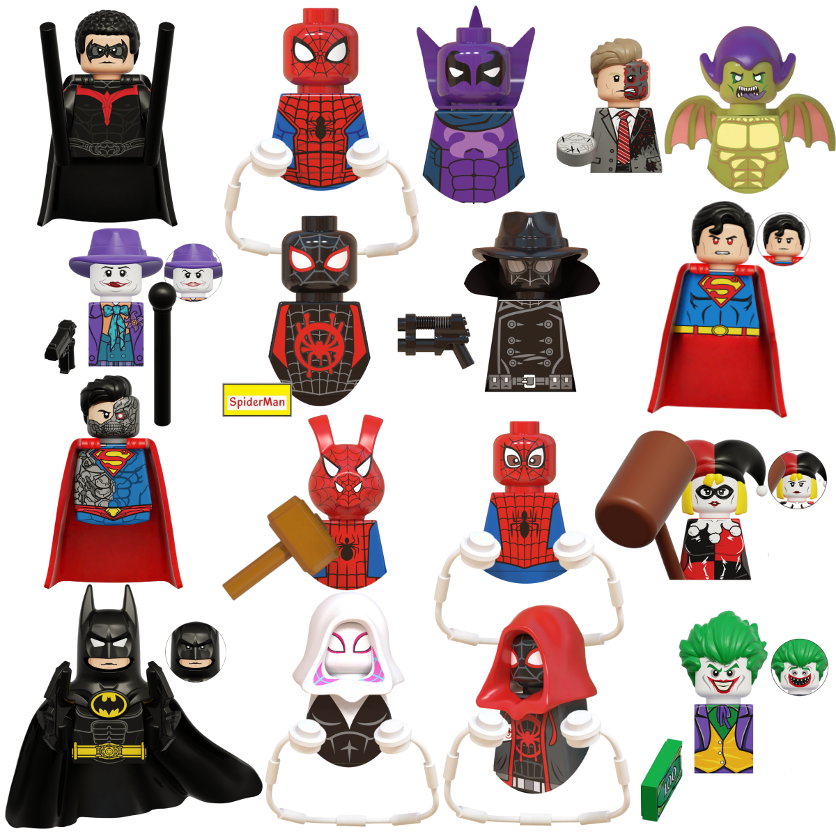 Набор мини-блоков Blind Box KDL851: Фигурки Гоблина, Человека-паука, Железного человека, Венома, Капитана Хоука, Дэдпула в броне – Рождественский подарок-игрушка