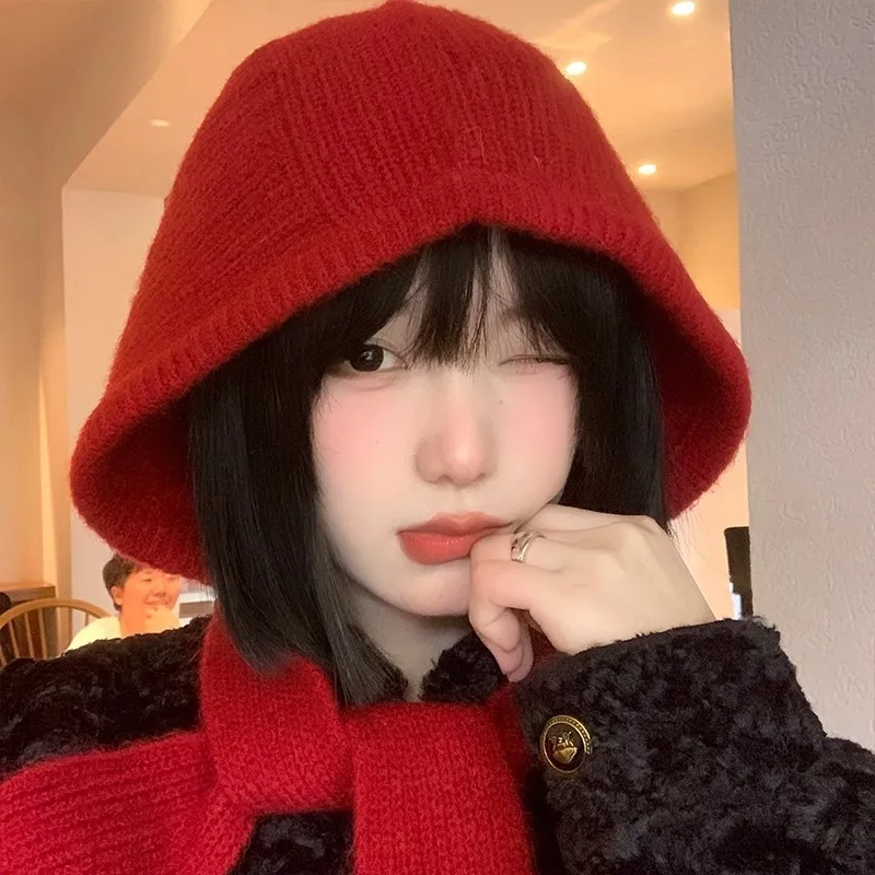 Knitted Beanies Cap For Men&Women Winter Warm Unisex Hooded Hat Neck Collar Scarf Cap Ski Beanie Cold Hats Balaclava Caps Bonnet