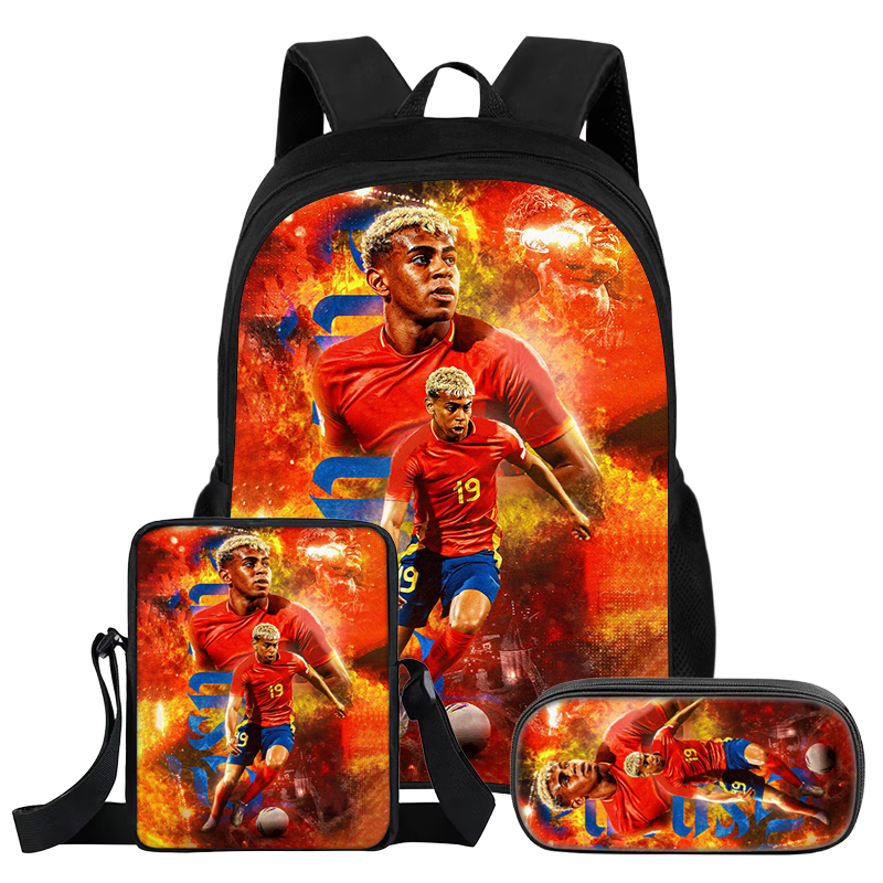 Conjunto de 3 uds de mochila L-Lamin Yamal para niños, estudiantes, estrella del fútbol, ​​mochila, el mejor regalo, bolso de hombro, bolsas para lápices, mochila escolar