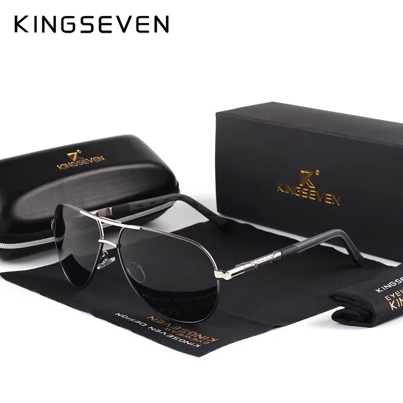 Marca KINGSEVEN, gafas de sol para hombre, gafas de sol polarizadas con lentes UV400, montura de aluminio, gafas de conducción, gafas informales para mujer