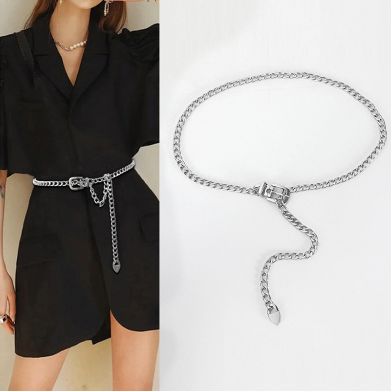Gold Silver Metal Waist Chain Suit Dress Belt Versatile Fashion Cool Style Pants Chain Belts Hip Hop Accessory Belt