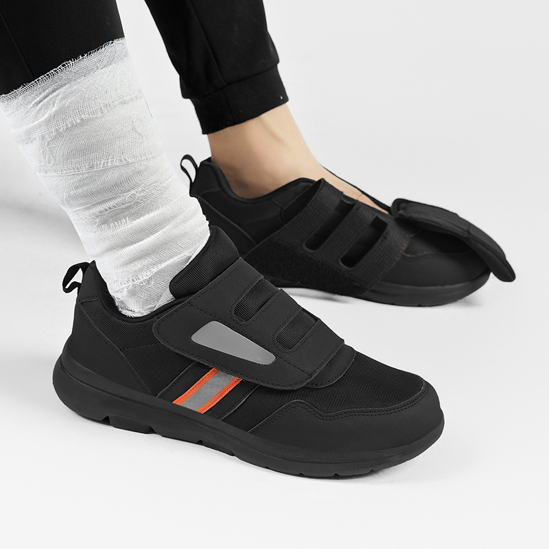 Scarpe per diabetici a scatola larga regolabile da uomo Piedi ortopedici Scarpe da passeggio gonfie per alleviare il dolore al piede anziano Alluce valgo Borsite