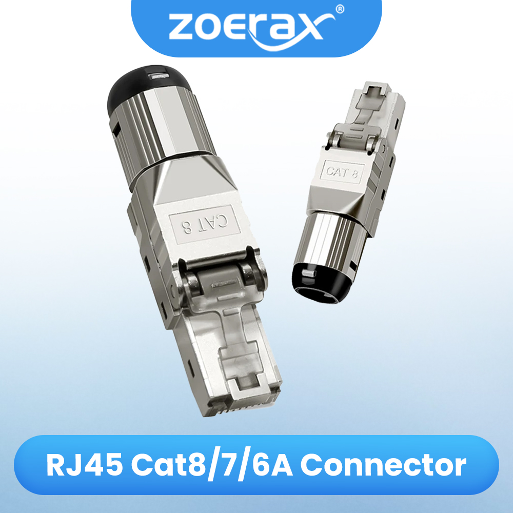 ZoeRax 2 pièces RJ45 Cat8 Cat7 Cat6A connecteur blindé sans outil prise de terminaison modulaire 2000MHz 40G câble LAN pour 22AWG-24AWG