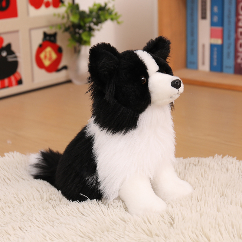 Realistische Border Collie Plüschfigur, Lebensechtes Stofftier, Intelligenter Hunde-Kuschelbegleiter, Party-Requisite, Geschenk