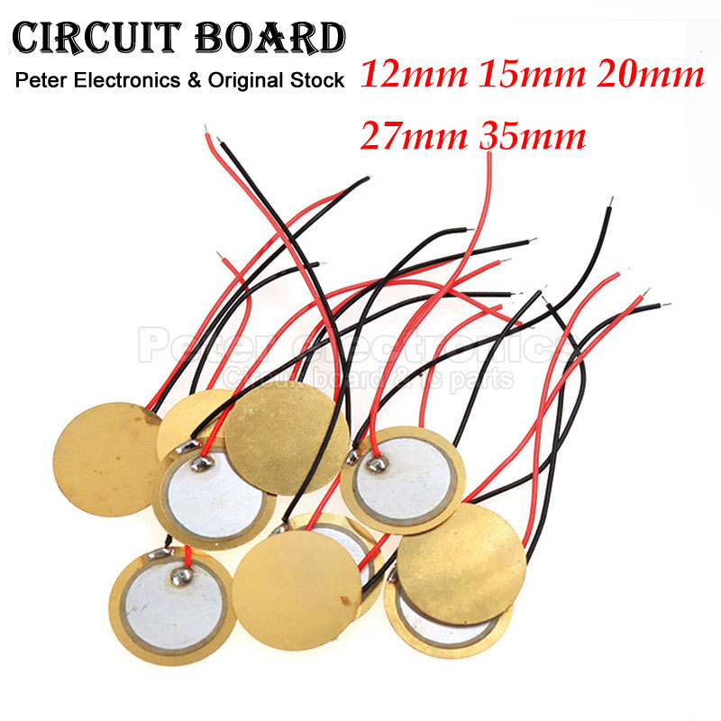 5-10pcs Piezoelectric Piezo Ceramic Wafer Plate Element Sounder Sensor With Wire For Buzzer Loudspeaker 12/15/18/20/27/35/50 mm