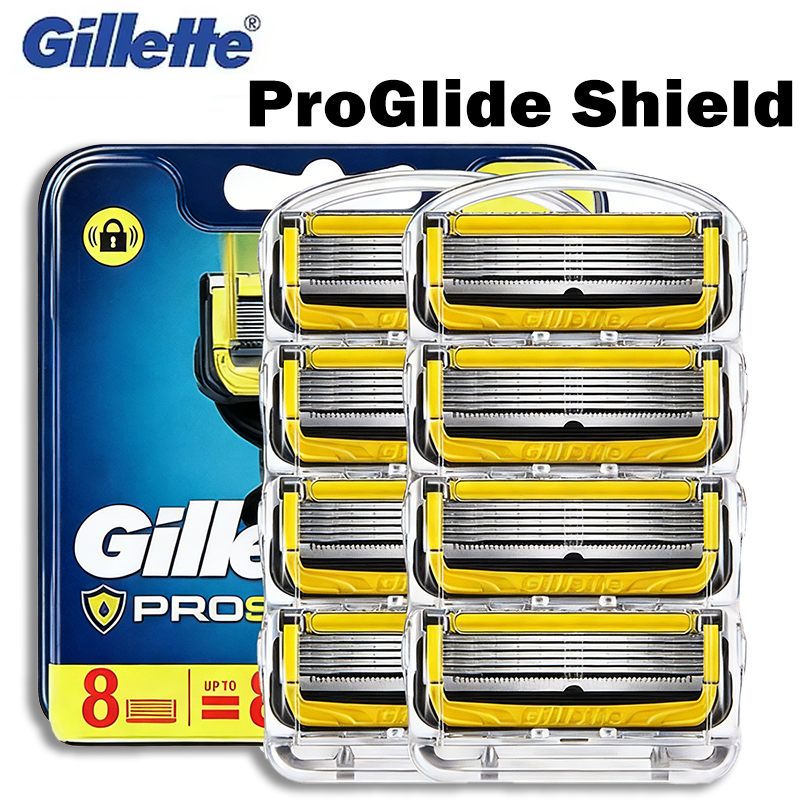 Сменные лезвия Gillette Fusion ProGlide Shield для мужчин, 4/8 шт., Улучшенные лезвия ProGlide, пятислойные лезвия для бритвы.