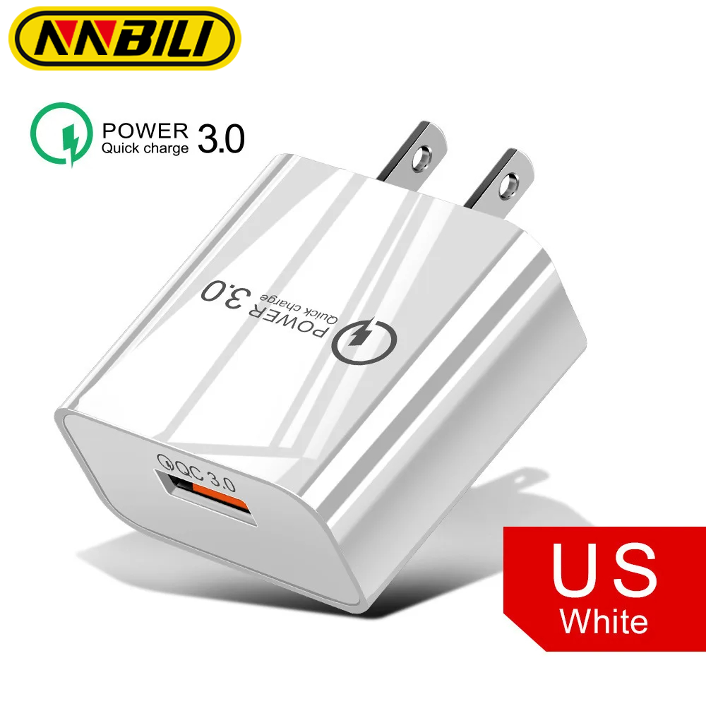 NNBILI 18W 3A Cargador rápido Cargador USB Carga rápida 3.0 Cargador de teléfono para iPhone para Huawei Samsung Xiaomi 14 Redmi Enchufe UE EE. UU.