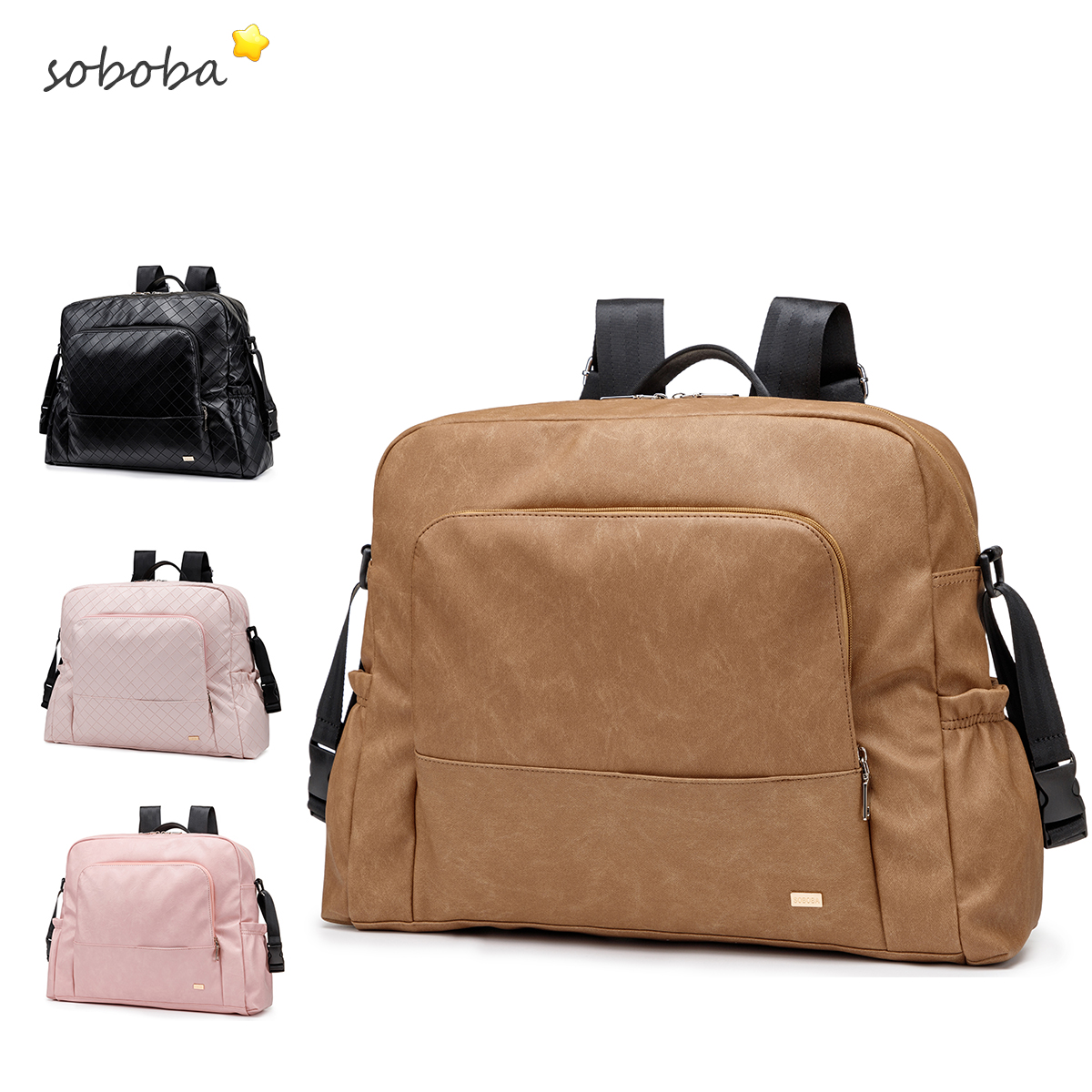 Soboba-grande capacidade multi-funcional saco de fraldas impermeável, mochila mamãe, saída rápida com 2 alças, novo