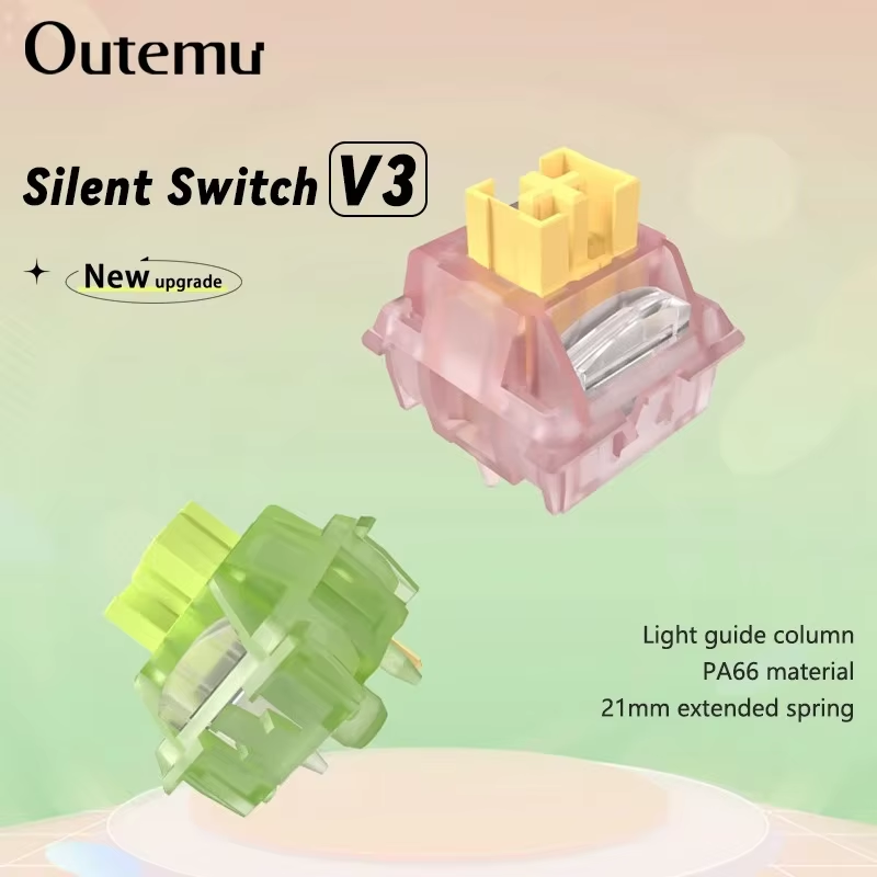 Outemu silencieux pêche V3 commutateur muet citron V3 commutateurs clavier mécanique linéaire Tactile 5 broches échange à chaud pré lubrifié PA66 POM commutateur