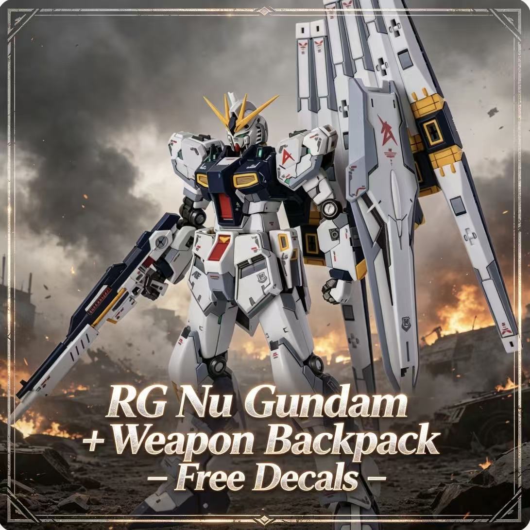 RG32 Neuerscheinung Nu Gundam Amuro Modell, Ausgestattet mit Trichterrucksack, Halterung & Wasserschiebeaufkleber, Montierte Actionfigur