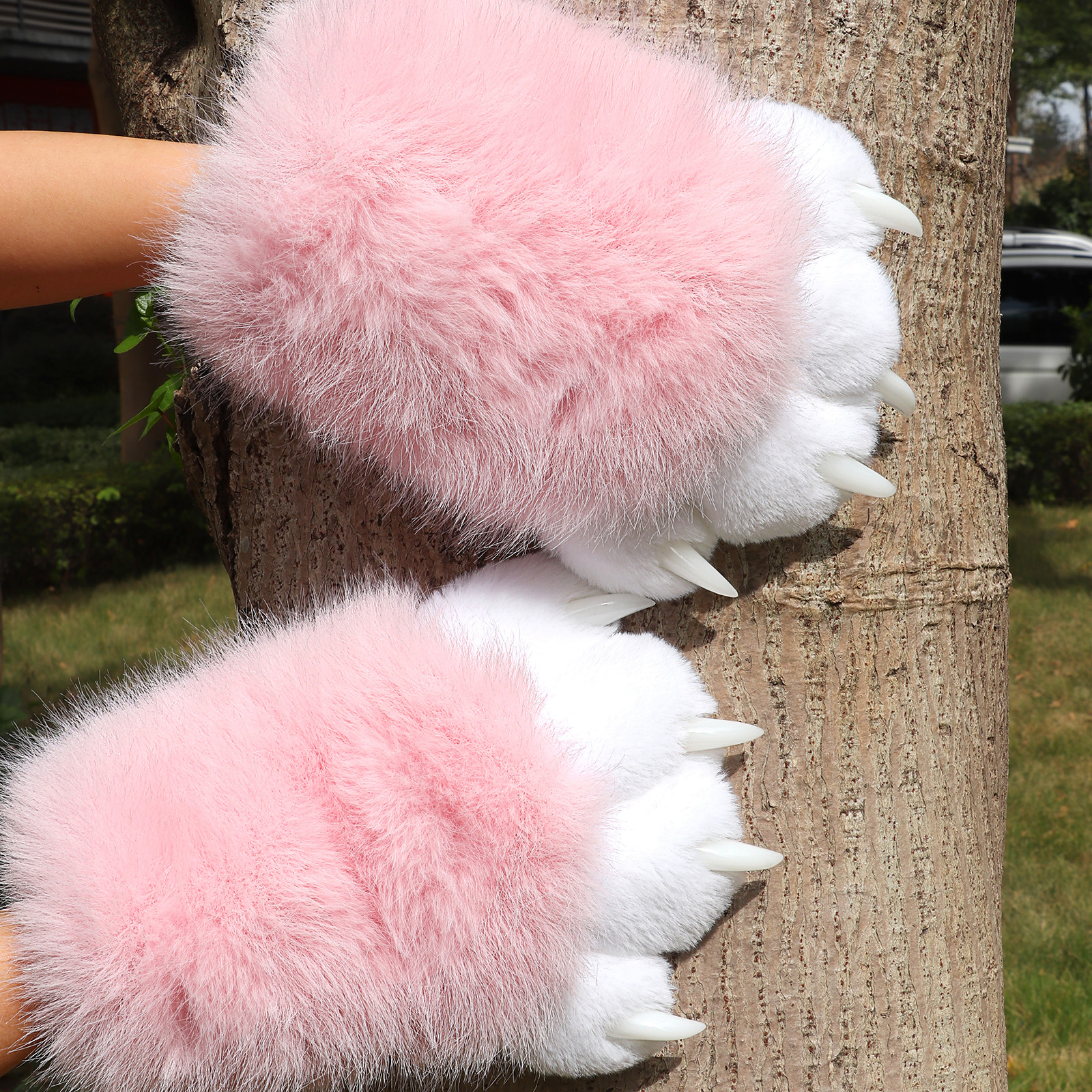 Furry Cat Gloves With Claws Cosplay Therian Fursuit Paws Costume Accessories