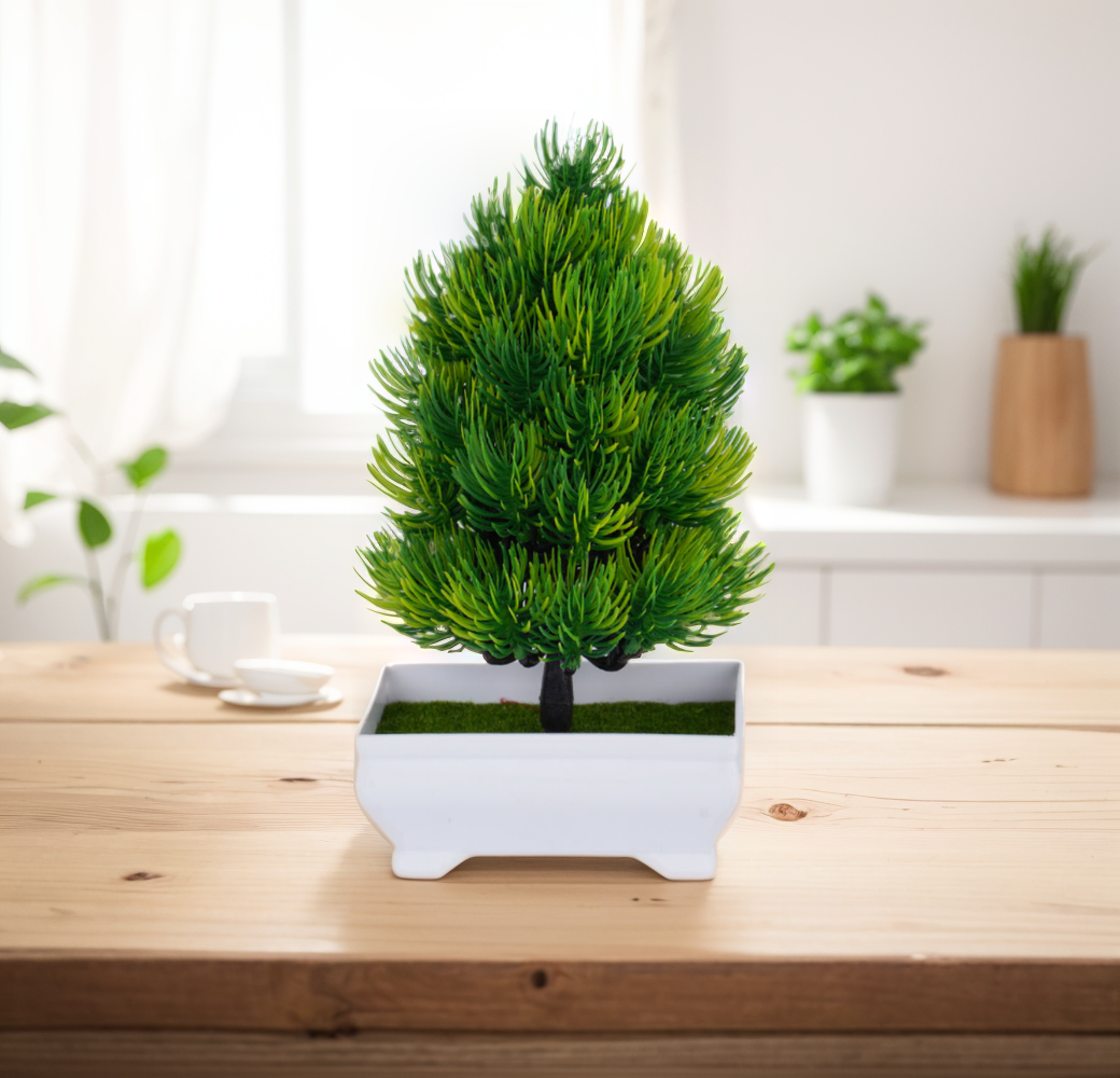 Artificial Green Plants Bonsai Table Potted Ornaments Simulation Pot Plants Fake Flowers for Home Garden  wood home decorations