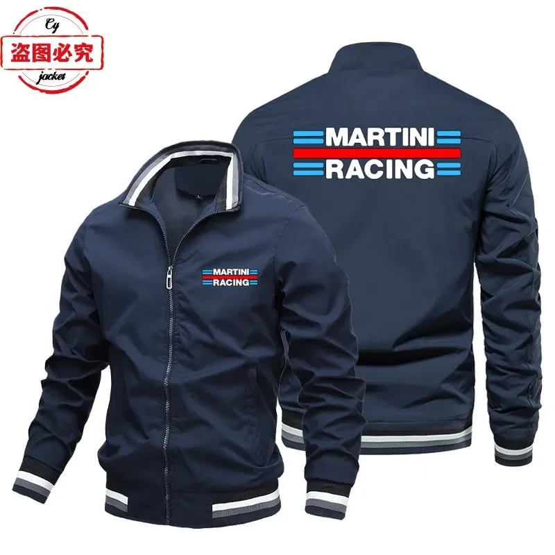 Jaqueta Masculina de Manga Longa com Zíper e Gola Alta, Estampa do Logotipo Martini Racing, Roupa de Trabalho, Uniforme de Equipe, Tamanhos Europeus