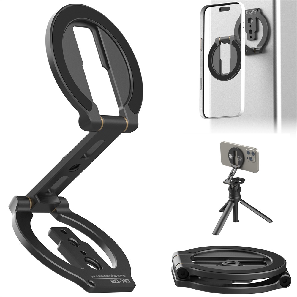 Supporto per telefono doppio magnetico 360 °   Staffa magnetica per supporto per telefono Magsafe con rotazione per iPhone Android con 1/4"-20 per treppiede selfie stick