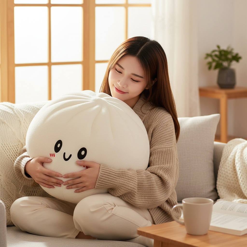 Niedliches Riesen-Teigtaschen-Plüschkissen Weiches PET-Stofftier Quetschbares Spielzeug Kuschelbegleiter Heim-Sofa-Bett-Deko Stressabbau-Spielzeug für Kinder und Erwachsene