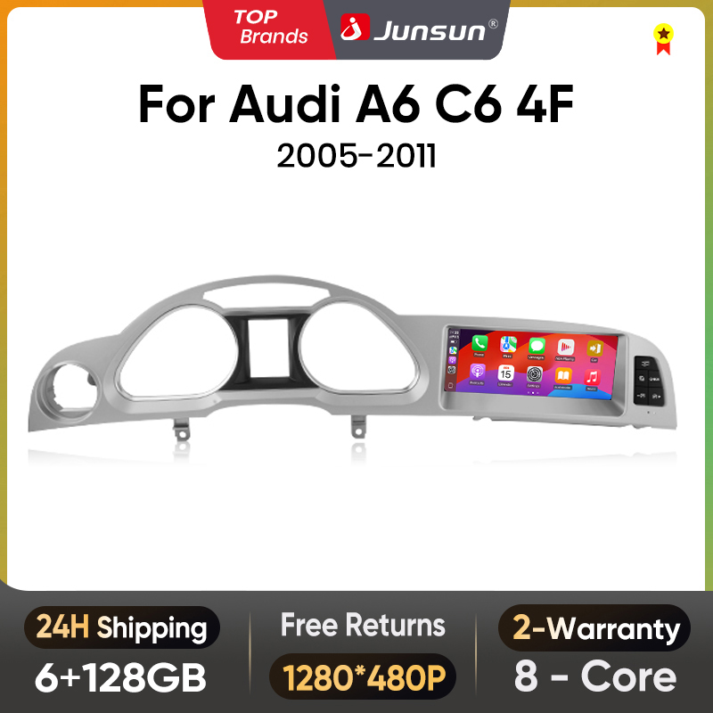 Junsun 8.8 Inch Carplay Voor Apple Car Radio Multimedia Voor Audi A6 C6 4f 2005-2011 Bluetooth Draadloze Android Auto Gps Stereo