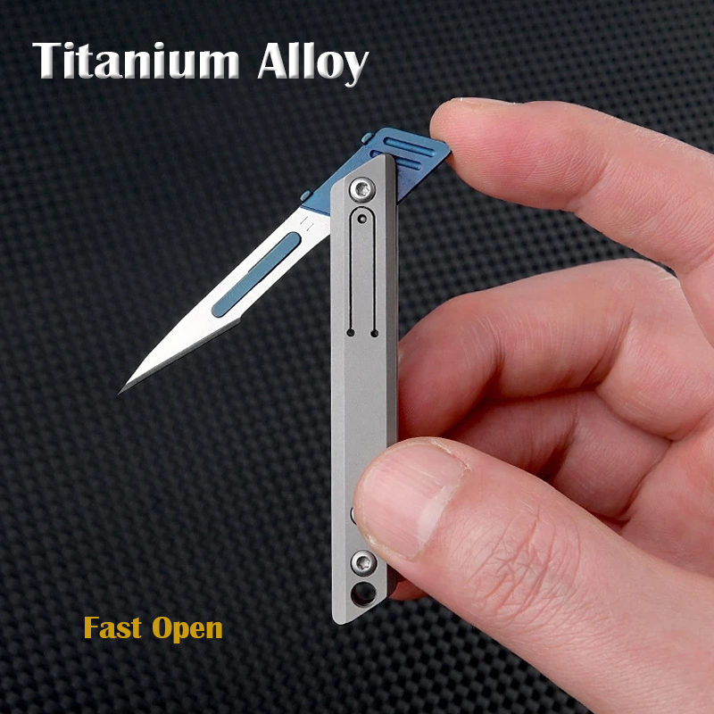 Szybko otwierany skalpel ze stopu tytanu MINI G10 Nóż składany Outdoor Survival Camping Przenośne narzędzie EDC Otwieracz do butelek z 10 ostrzami