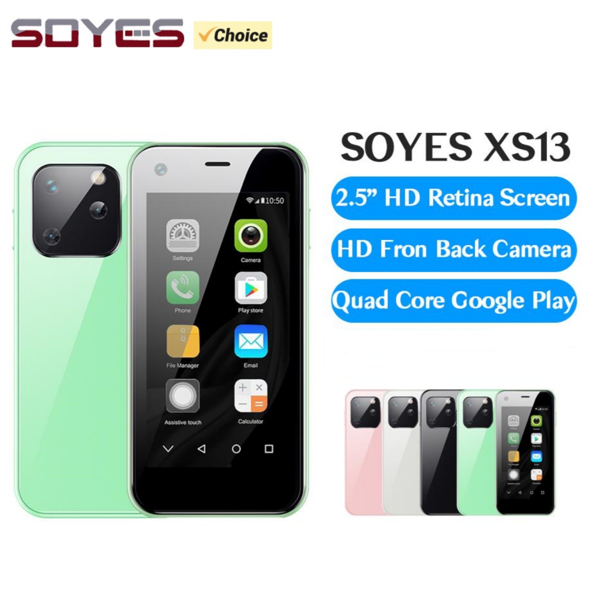 SOYES XS13 Android Mini Smartphone 2,5 pulgadas MTK Quad Core 2GB RAM 16GB ROM 5MP Cámara Dual SIM Dual Standby 3G tarjeta de bolsillo teléfono