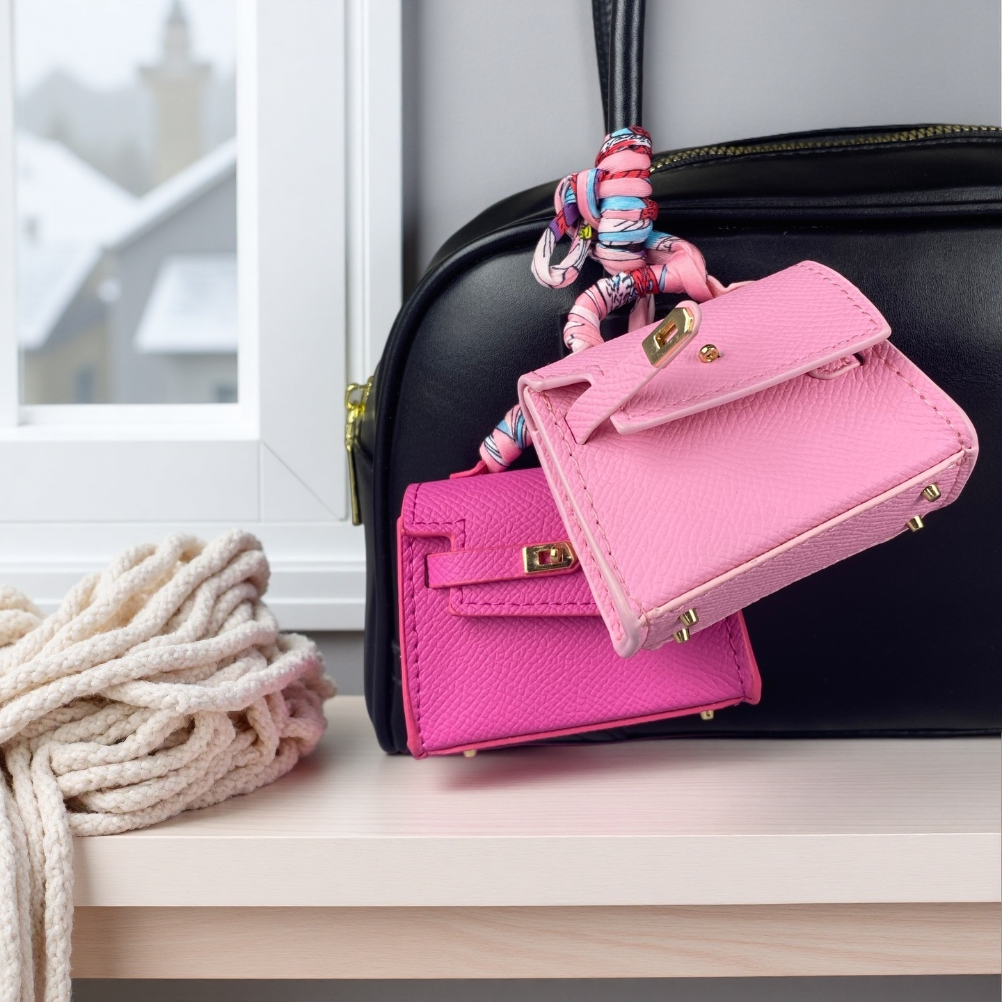 Funda para auriculares de cuero PU desmontable de Color caramelo, bolsa con dije, cierre de Metal con cerradura giratoria de doble cara, llavero para AirPods.