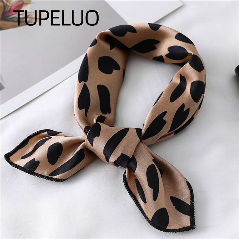 Kobiety mały satynowy jedwabny szal kwadratowy nadruk Wrap Foulard Femal chusteczka chustka na szyję włosy obcisły krawat szaliki szale