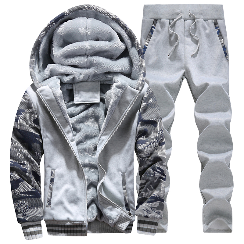 Trainingsanzug Sets Männer Winter Hoodies Casual Kapuze Warme Sweatshirts + Hosen Dicker Fleece Jacke + Hosen Männer Moleton Masculino M-4XL