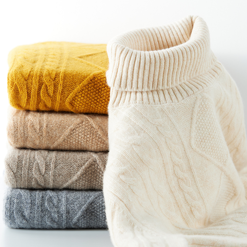 Suéter de cachemira para mujer, suéteres tejidos, 100% de lana merina, jersey de punto de manga larga con cuello alto, ropa de invierno y otoño 2022