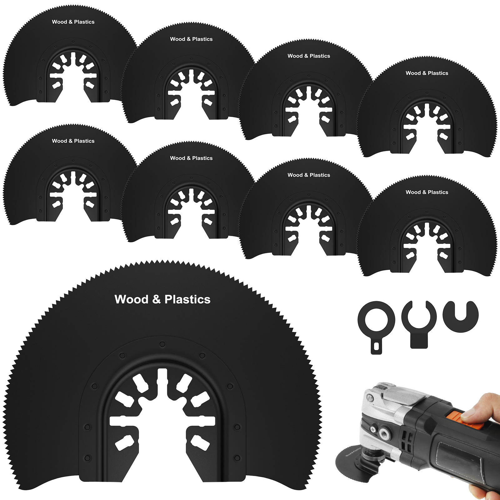 หลายเครื่องมือใบมีดใบเลื่อยวงเดือนเหล็กคาร์บอนสูง Multi-Function ครึ่งวงกลมตรง Renovator เครื่องตัดใบมีดตัดไม้