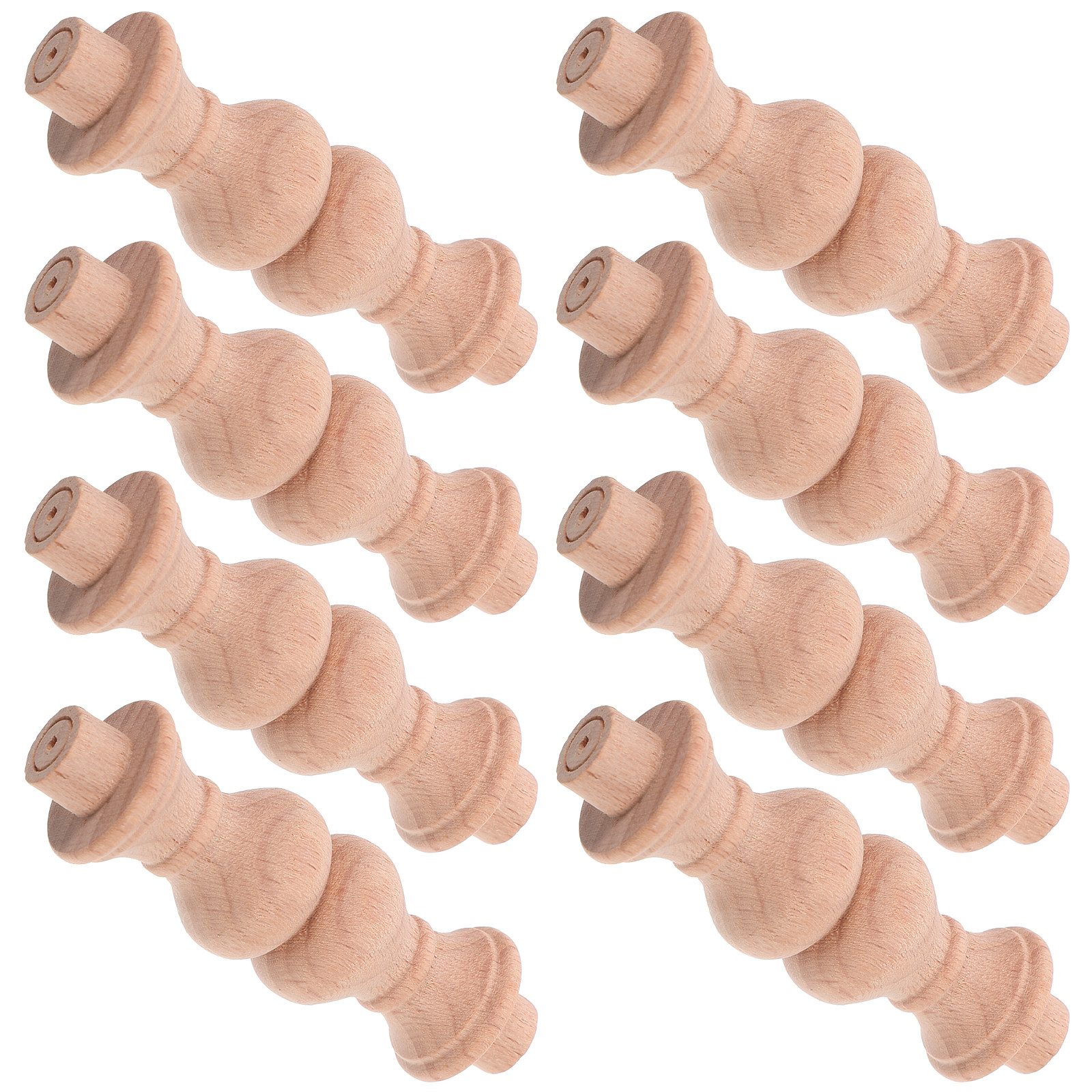 10Pcs Handcrafted Wood Balusters 63Mm Solid Decorative Spindles for Staircase Furniture Home Decor Wood Balusters