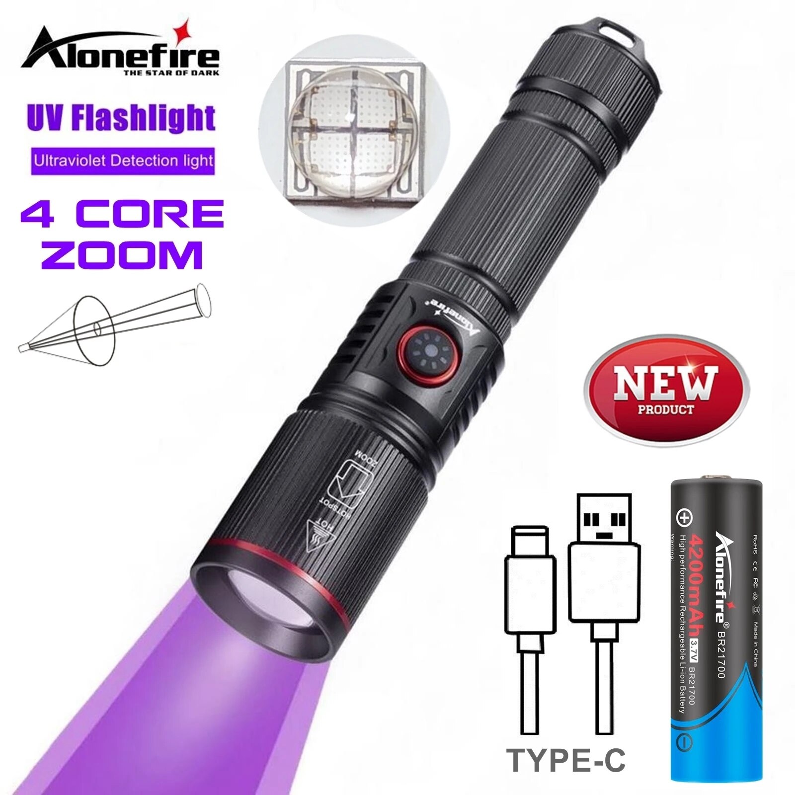 Zoom 20W LED High Power UV Taschenlampe 365/395nm Unsichtbare Tinte Marker Katze Hund Urin Tinea Erz geld Skorpion Fluoreszenz Licht