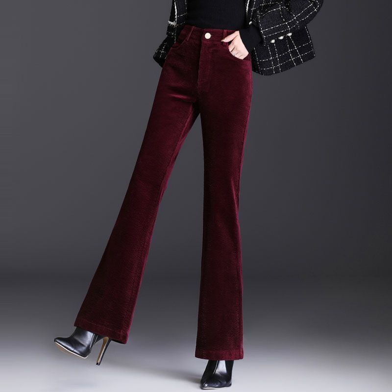 High-end Women's Micro-pull Pants High Waist and Thin Spring and Autumn 2025 New Corduroy Casual Loose Versatile Trend Trousers