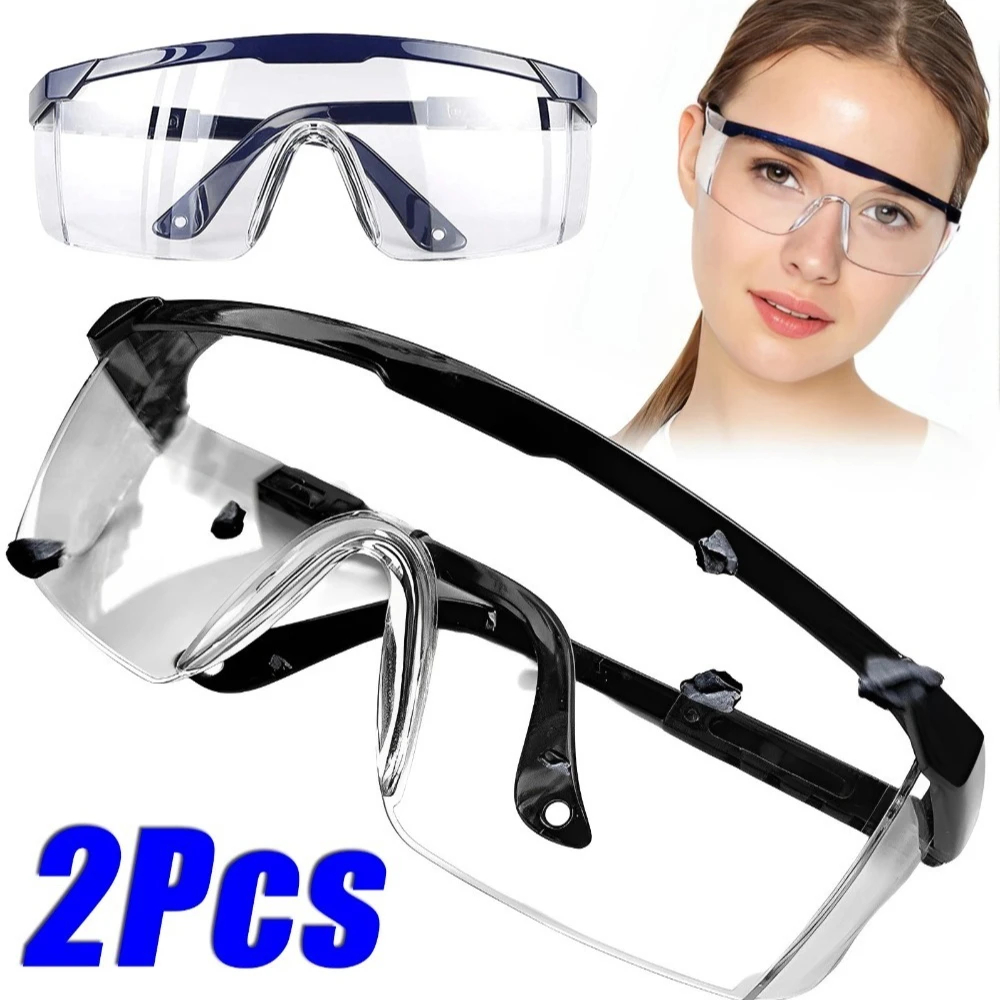 1/2 szt. Okulary ochronne przeciwbryzgowe do pracy, okulary laboratoryjne, ochronne okulary przemysłowe, okulary przeciwwiatrowe i przeciwpyłowe, okulary rowerowe