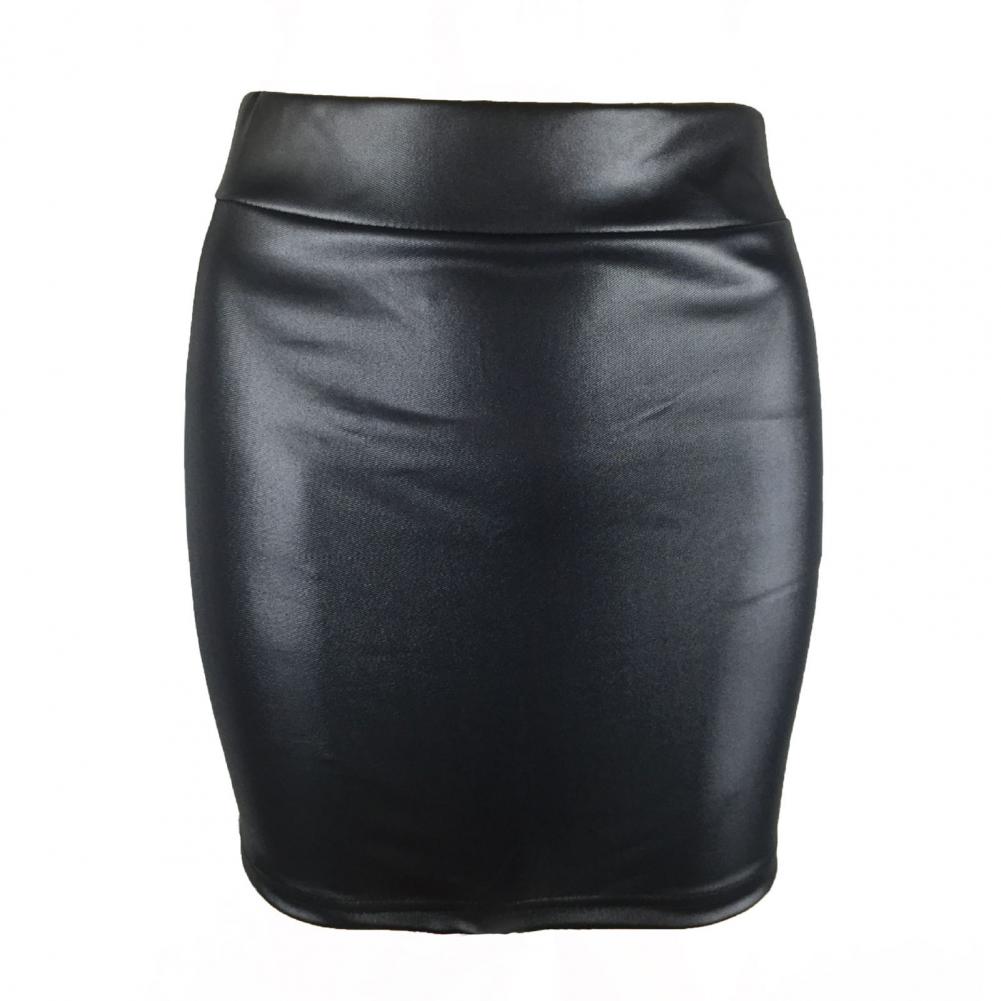 ผู้หญิงมินิ/กระโปรงยาวสีทึบเอวสูง SLIM FIT Skinny Matte Faux หนัง COZY COMMUTER กระโปรง Bodycon Streetwear