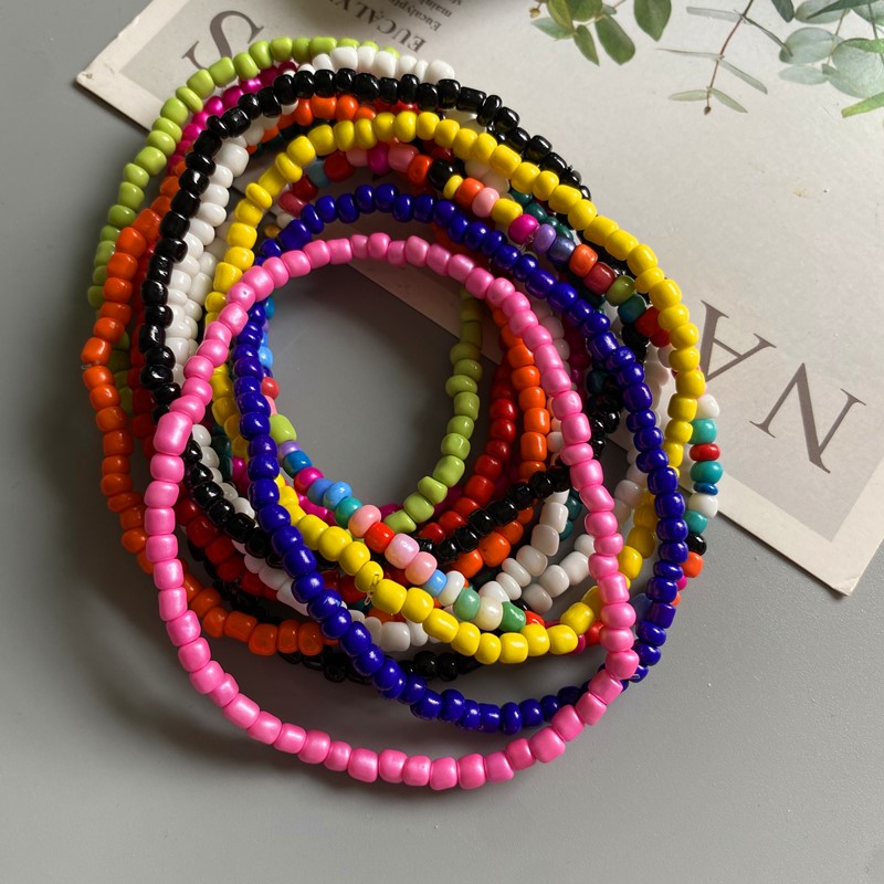 Bracelet de cheville pour femmes coloré mode fille petites perles de rocaille pied Bracelet jaune rose bleu couleur été bohème cheville cadeau bijoux