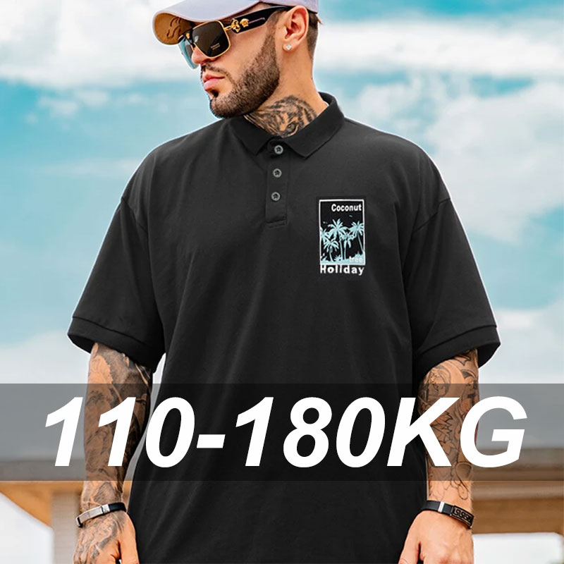 Męskie koszulki polo plus size letnie z kołnierzykiem cienkie luźne modne krótkie rękawy codzienne duże rozmiary 1XL-7XL sportowe koszulki polo 180KG
