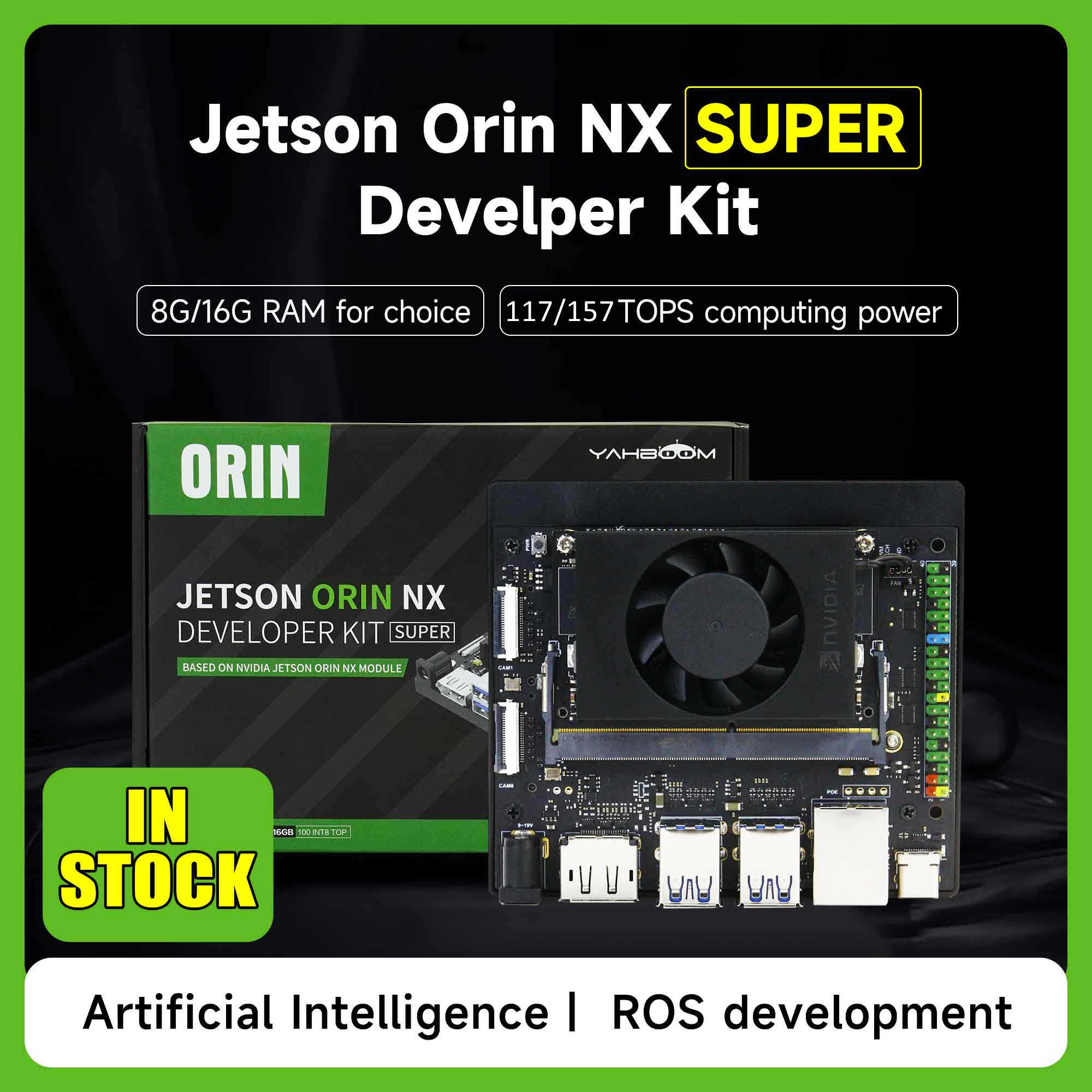 Комплект разработчика Jetson Orin NX, супер версия с вычислительной мощностью 117/157TOPS для встроенных систем Edge, 8 ГБ/16 ГБ ОЗУ, глубокое обучение