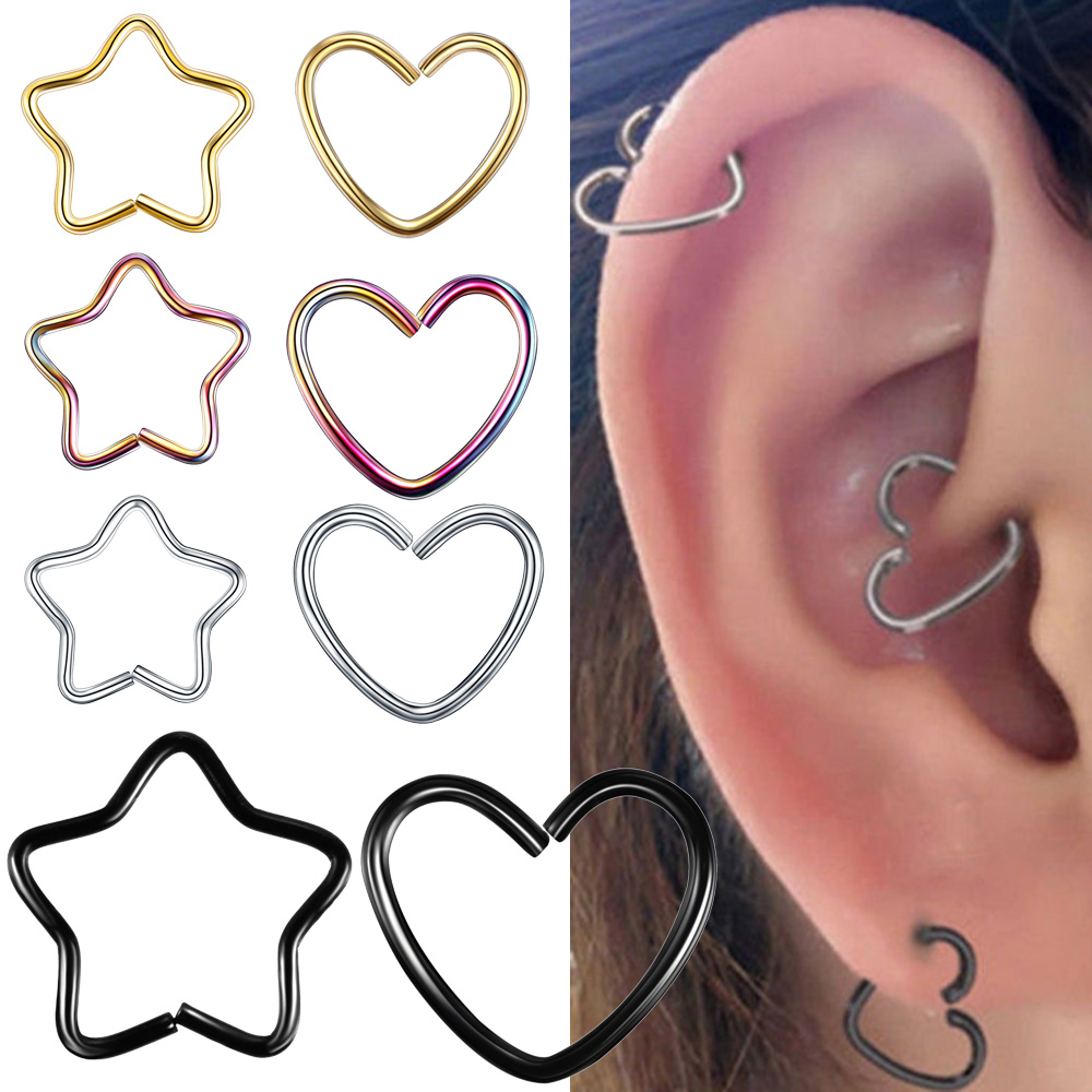 Lichaam Sieraden Chirurgisch Staal Daith Hart Ring Kraakbeen Tragus Piercings Hoepel Lip Neus Ringen Orbital Ear Stud Helix Sieraden