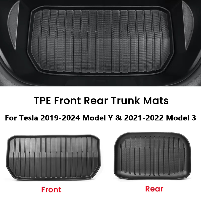 สําหรับ Tesla รุ่น 3/Y ด้านหน้าด้านหลัง Trunk Mats อัพเกรด TPE Lower Storage กล่องแผ่นป้องกัน Cargo Liner Trunk ถาดชั้น