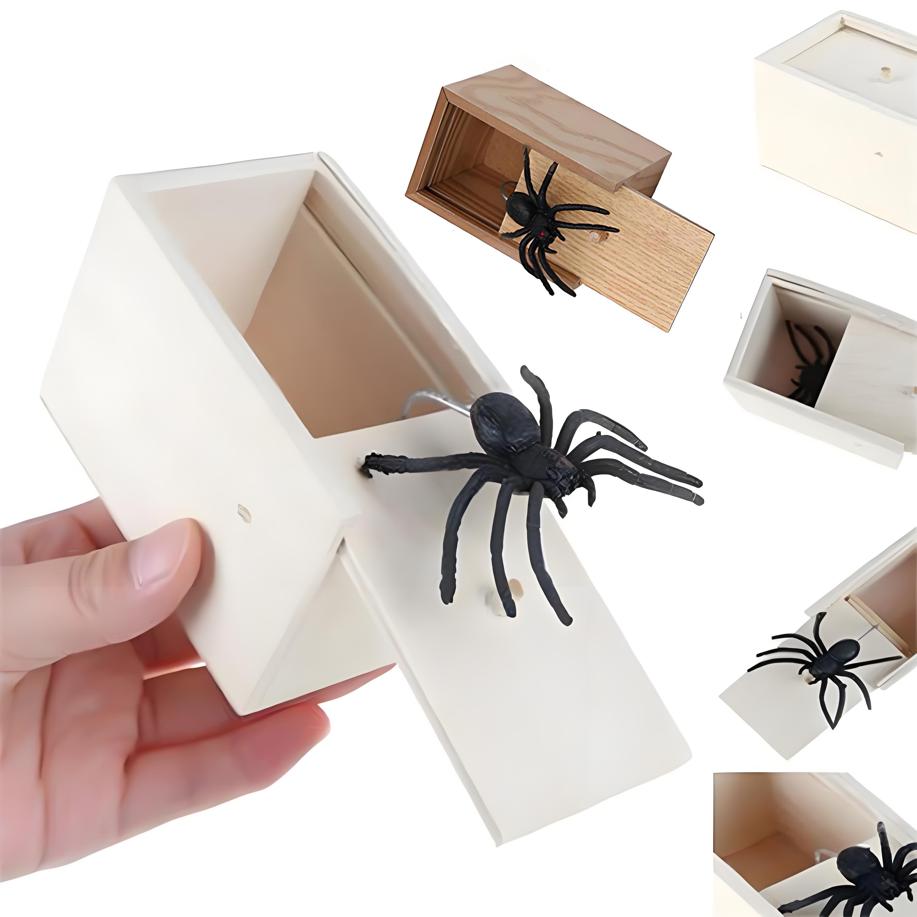 Spinnen-Streichbox, lustige Pop-Out-Spinne, hölzerne Schreckbox, Spielzeug, urkomisches Weihnachten, Halloween, Aprilscherz, Witz, Streich, Trickspielzeug für Kinder