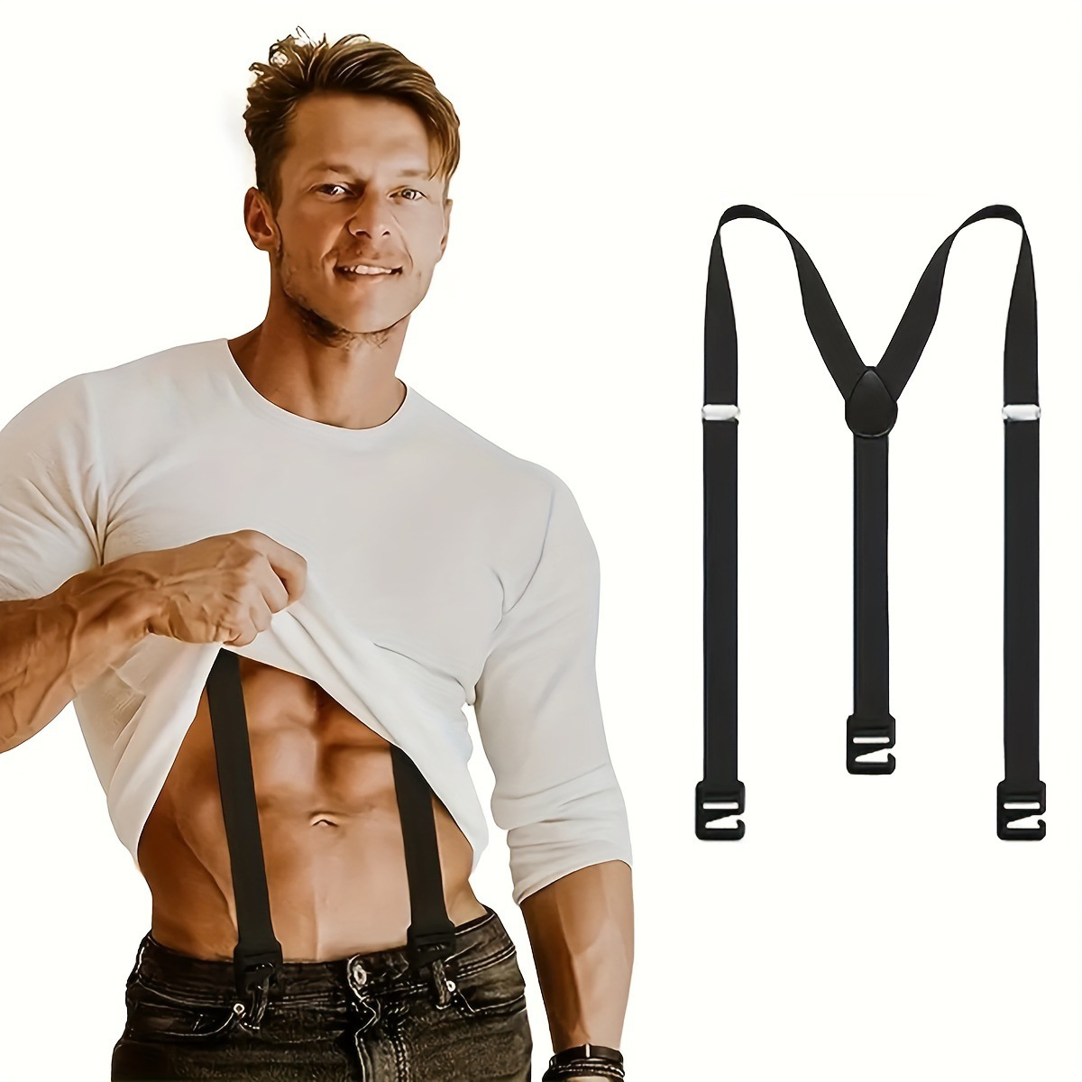 Suspensórios masculinos de 2.5cm de largura, novo criativo, 3 ganchos, suspensórios, calças masculinas casuais, suspensórios, moda, cinta ajustável