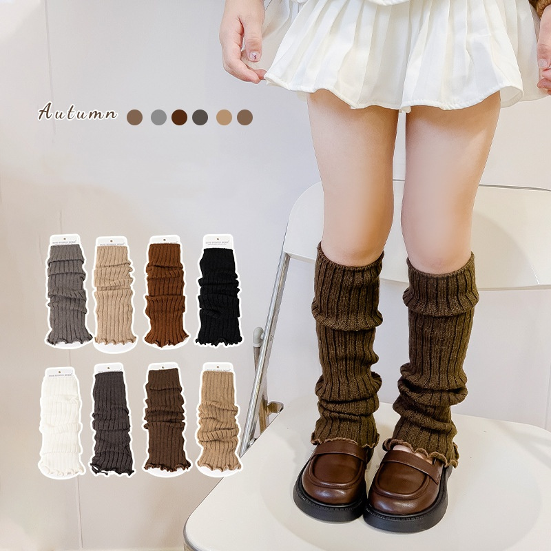 Calentadores de piernas para niños a la moda, calcetines largos cálidos de pierna suave tejidos, calcetines cálidos elegantes para niñas, accesorios para invierno y otoño de 3 a 12 años