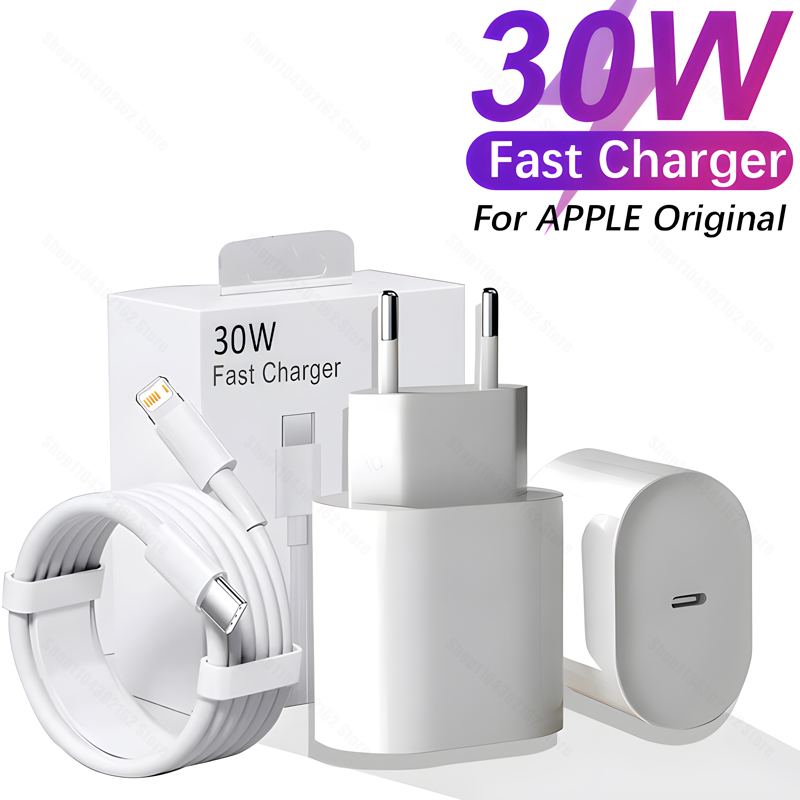 APPLE iPhone 16 15 14 13 12 11 Pro Max X XS XR 8 Plus対応 30W急速充電器 USB-Cケーブル付き スマホアクセサリー