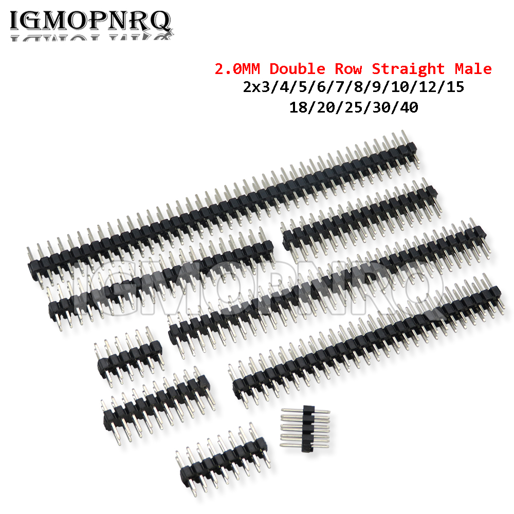 10PCS 2.00 Double Row Straight Male Pin Header 2mm 2x3/4/5/6/8/10/40 Pin Strip Connector Socket 3P/4P/6P/8P/20P/40P 2.0mm New