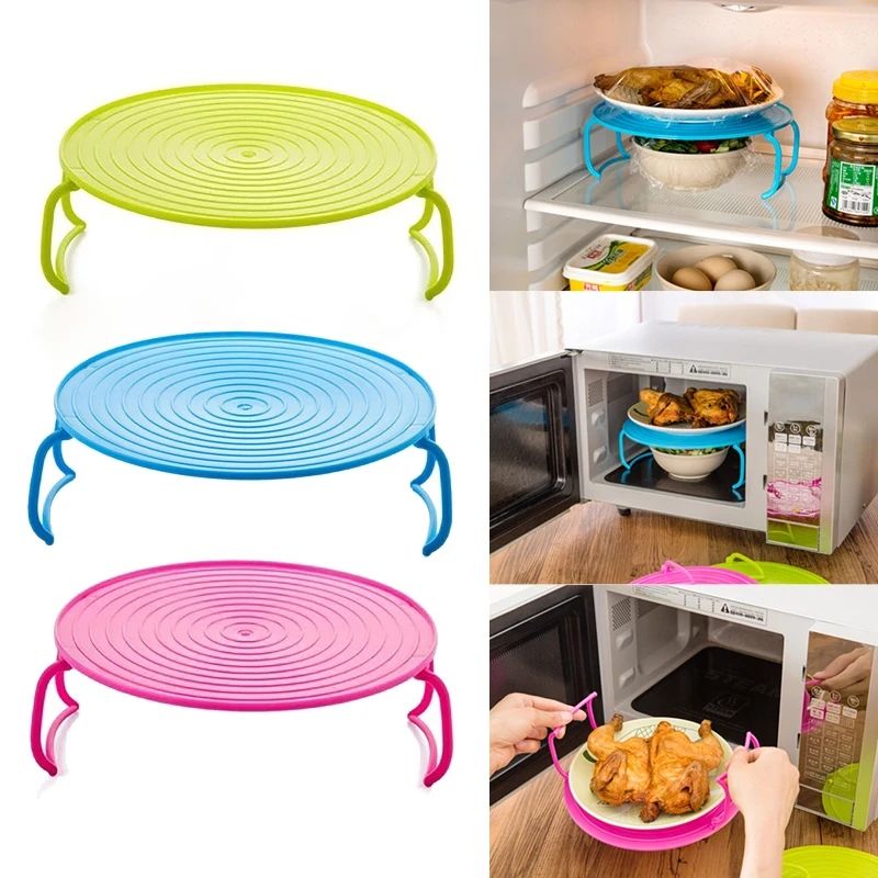 Nampan lipat Microwave pemanas berjenjang, rak baki Microwave Oven rak uap pemegang Microwave nampan tahan panas